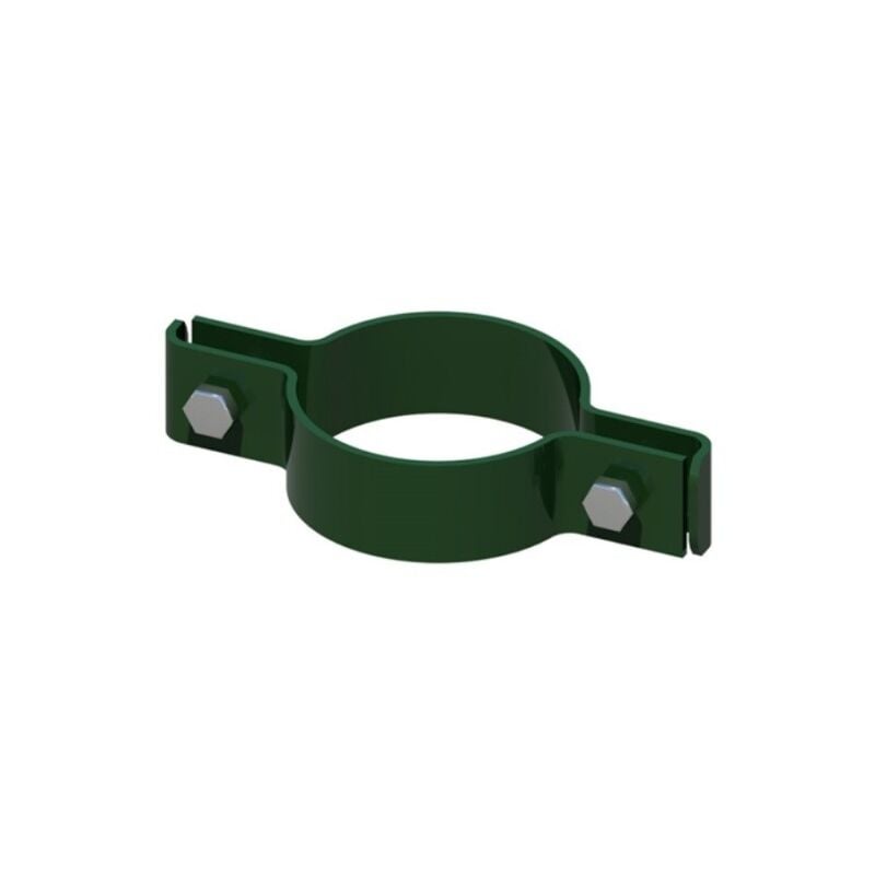 foto del prodotto retelandia kit 12 pezzi collare verde in acciaio con bulloni per palo tondo 48mm recinzioni reti pannelli