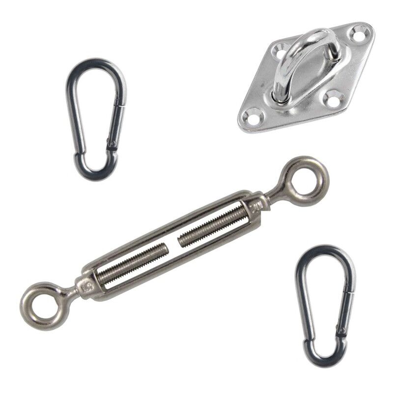 foto del prodotto retelandia kit fissaggio a muro per vele ombreggianti in acciaio inox 3 pz