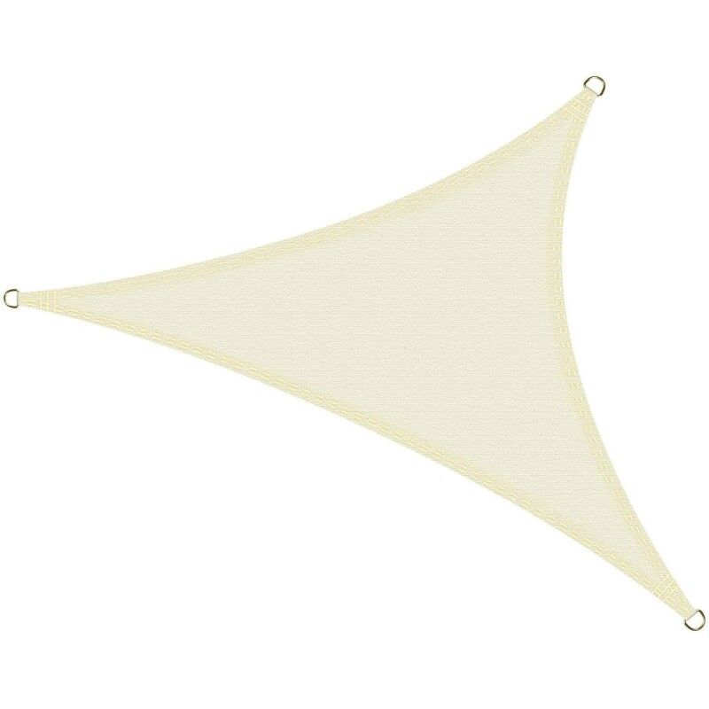 foto del prodotto retelandia vele ombreggianti triangolari, m 3,6x3,6x3,6 avorio kit di fissaggio inox a muro