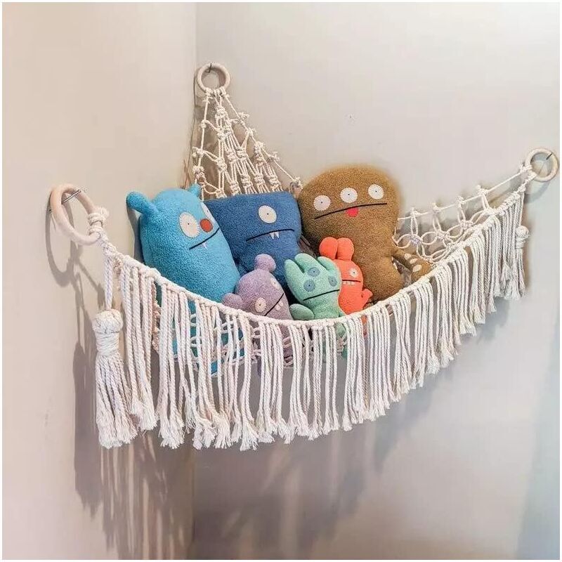 foto del prodotto reti per amaca per giocattoli, rete portaoggetti sospesa per giocattoli, rete a forma di orsetto per la cameretta dei bambini 110 x 86 x 86 cm 