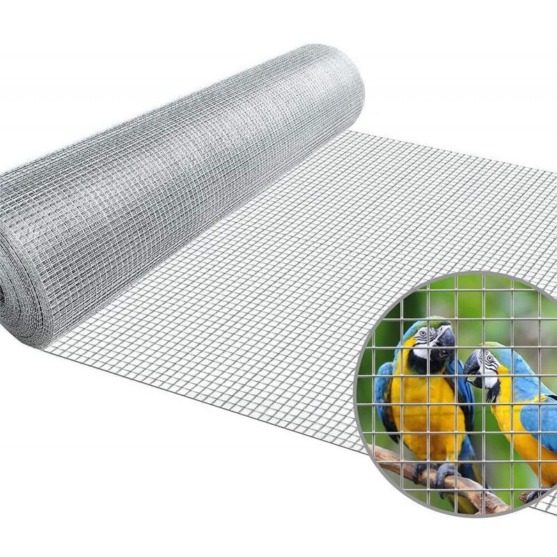 foto del prodotto reticolo per pollame 13 mm 1 x 5 m. galvanizzato, maglia quadrata, recinzione per pollaio, voliera, pollaio da giardino