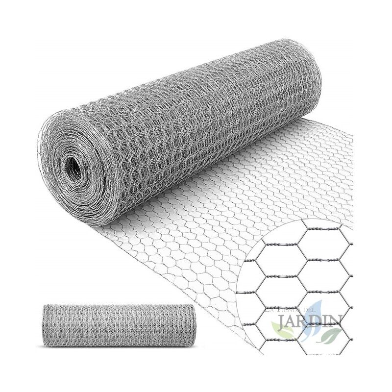 foto del prodotto reticolo per pollame 41 mm 1 x 5 m. galvanizzato, maglia esagonale, recinzione per pollaio, voliera, pollaio da giardino metal