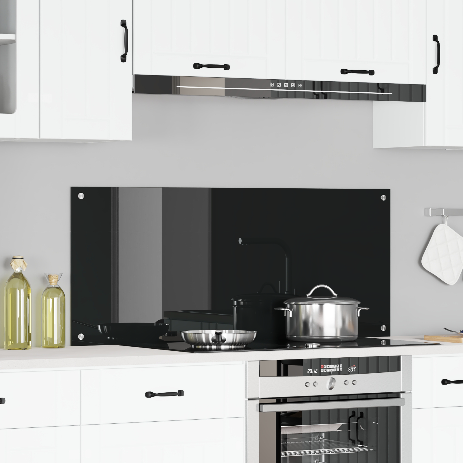 foto del prodotto retro cucina nera 120x50x0.6 cm vetro temperato