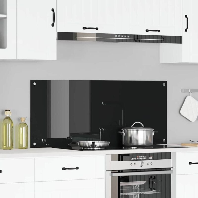 foto del prodotto retro cucina nera 120x50x0.6 cm vetro temperato vidaxl