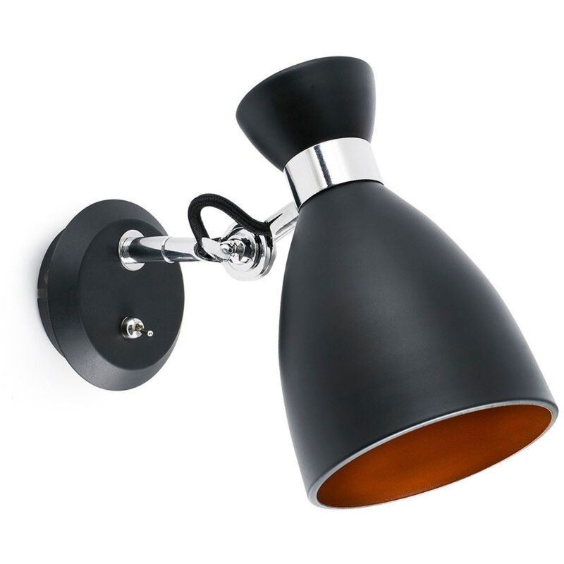 foto del prodotto retro lampada da parete nero oro e14 20w marca faro