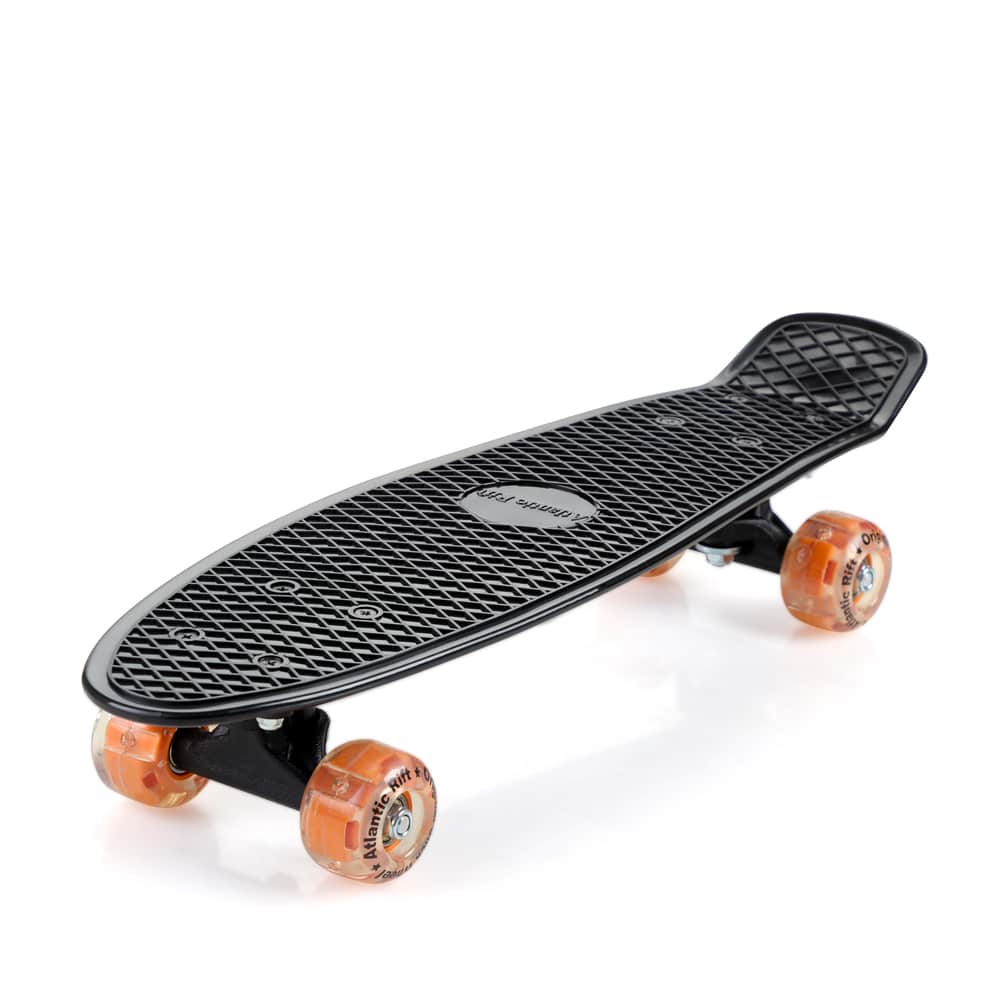 foto del prodotto retro skateboard nero arancione con led