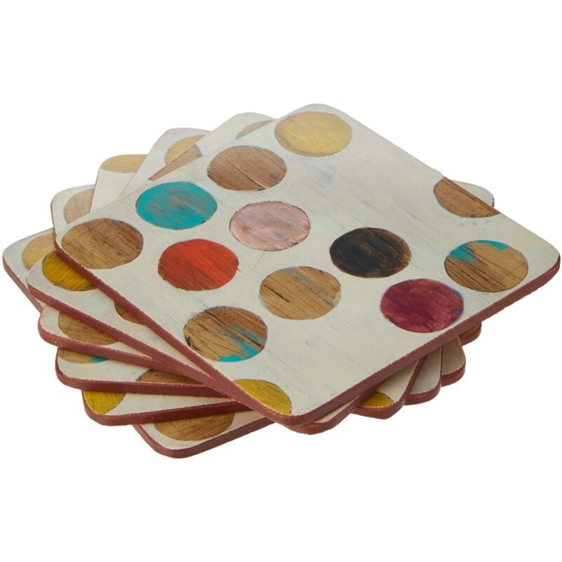 foto del prodotto retro spot sottobicchieri in sughero, in legno, colore multicolore, 6 pezzi creative tops