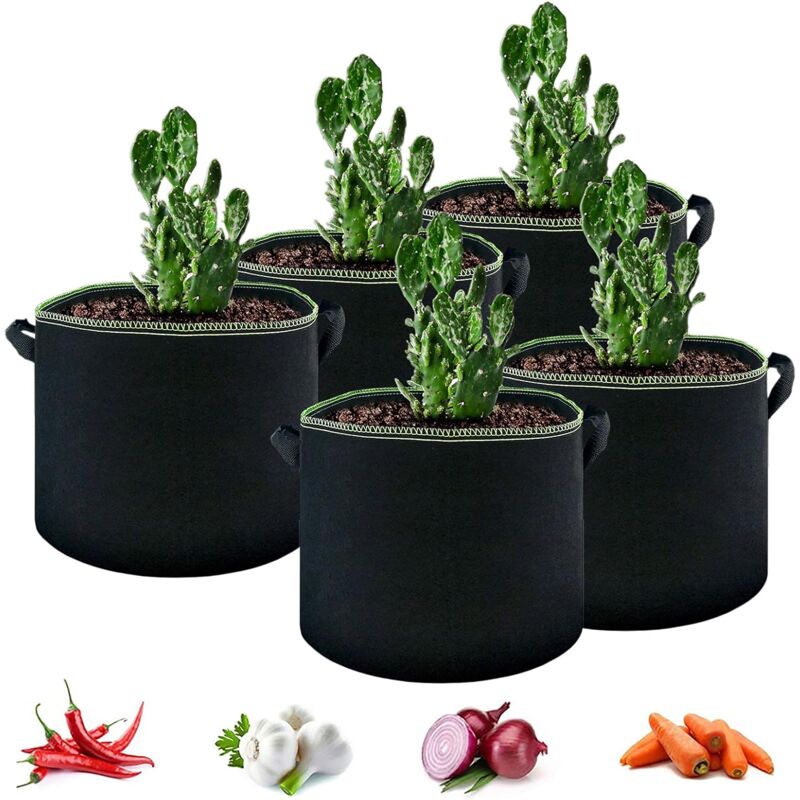 foto del prodotto reusable nonwoven fabric planting bag for plants, tomatoes and strawberries 5pcs 