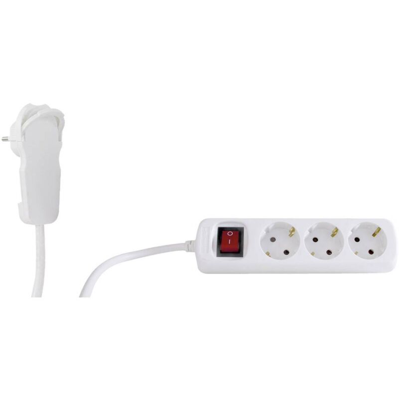 foto del prodotto rev 0012326114 multipresa con interruttore 3 scomparti bianco schuko 1 pz.