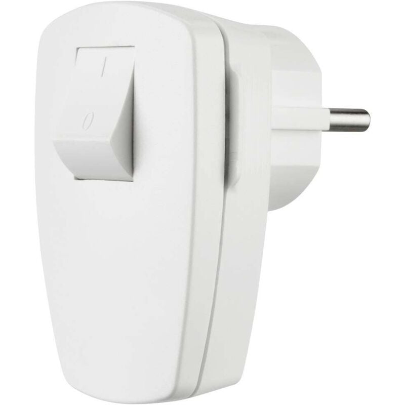 foto del prodotto rev 0512100777 spina angolata di sicurezza plastica con interruttore 250 v bianco ip20