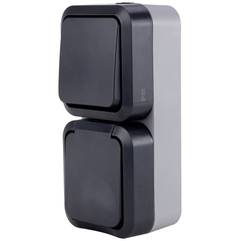 foto del prodotto rev completo combinazione interruttore prese aquastorm grigio chiaro, nero 0004860400 1 pz.