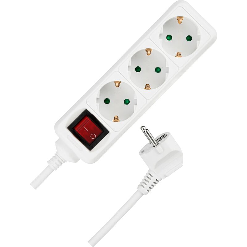 foto del prodotto rev ritter 0512313555 ciabatta elettrica a 3 ingressi con interruttore, 3 m, colore bianco
