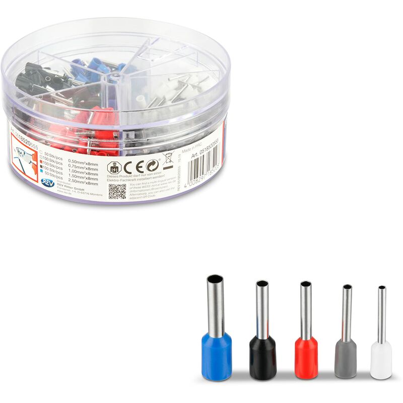 foto del prodotto rev ritter 0518520555 kit di manicotti terminali, 0,5 2,5 m , 400 pz