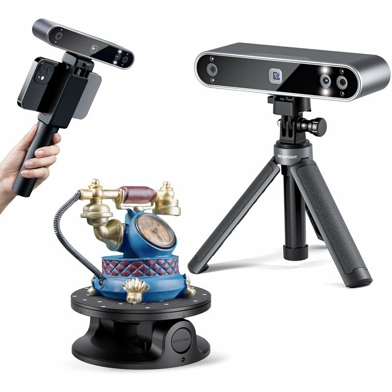 foto del prodotto revopoint scanner 3d portatile pop 3 per stampante 3d, precisione di 0,05 mm e velocit di scansione fino a 18 fps, supporto per smartphone e