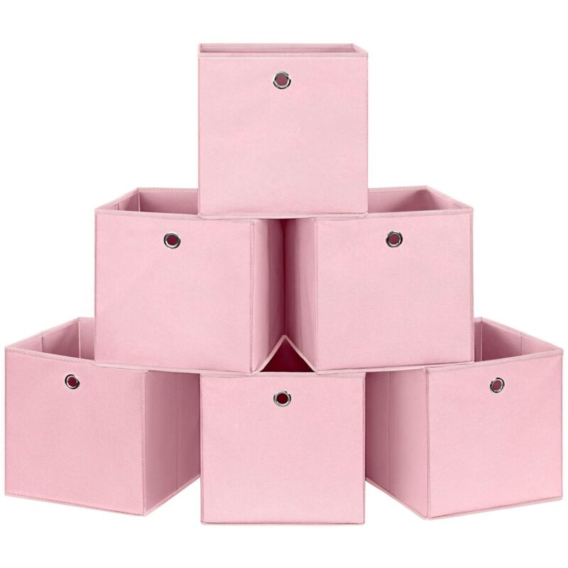 foto del prodotto rfb02pk 3 set di 6 scatole di stoffa pieghevoli in tessuto non tessuto, cubiche, per riporre giocattoli e vestiti, rosa songmics