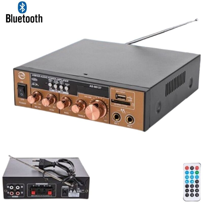 foto del prodotto rg amplificatore audio stereo 2 canali microfono fm usb bluetooth karaoke as 06127