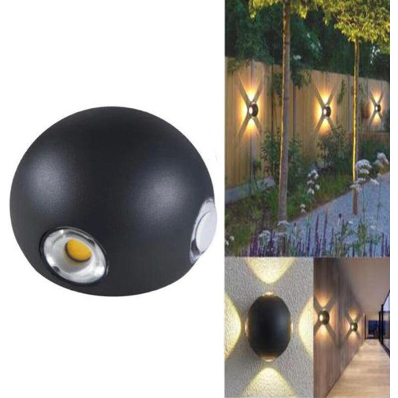 foto del prodotto rg applique led 4 cob lampada parete rotondo 12w nero naturale 4000k esterno 21