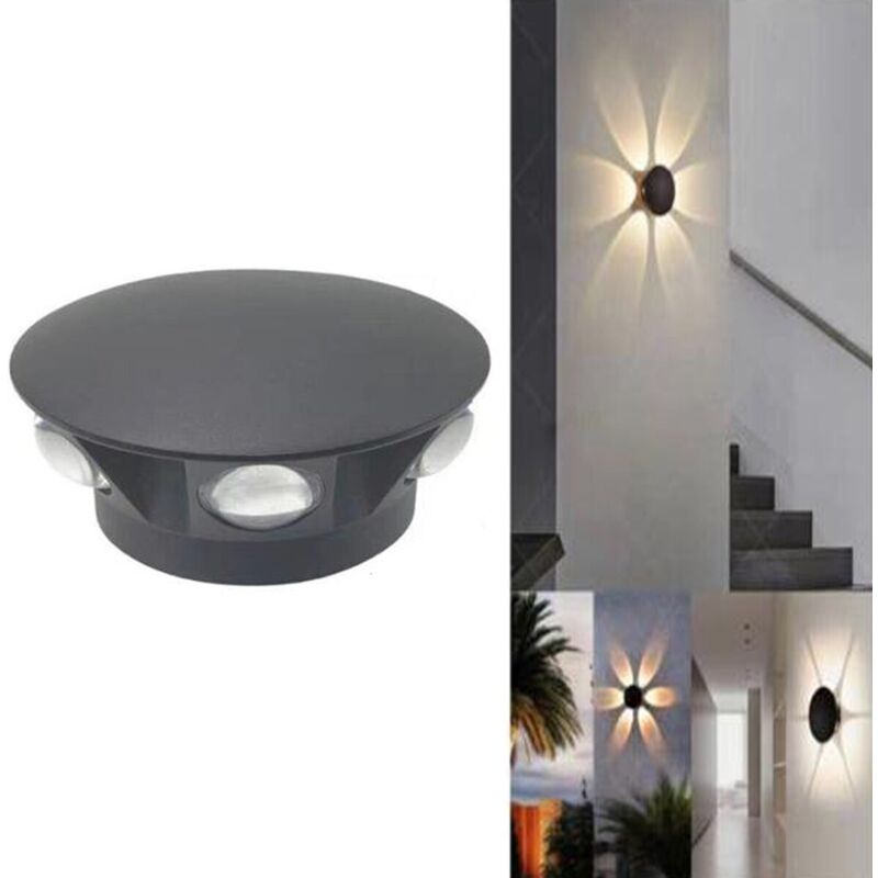 foto del prodotto rg applique led 6 cob lampada parete rotondo 18w nero freddo 6500k esterno fd 20