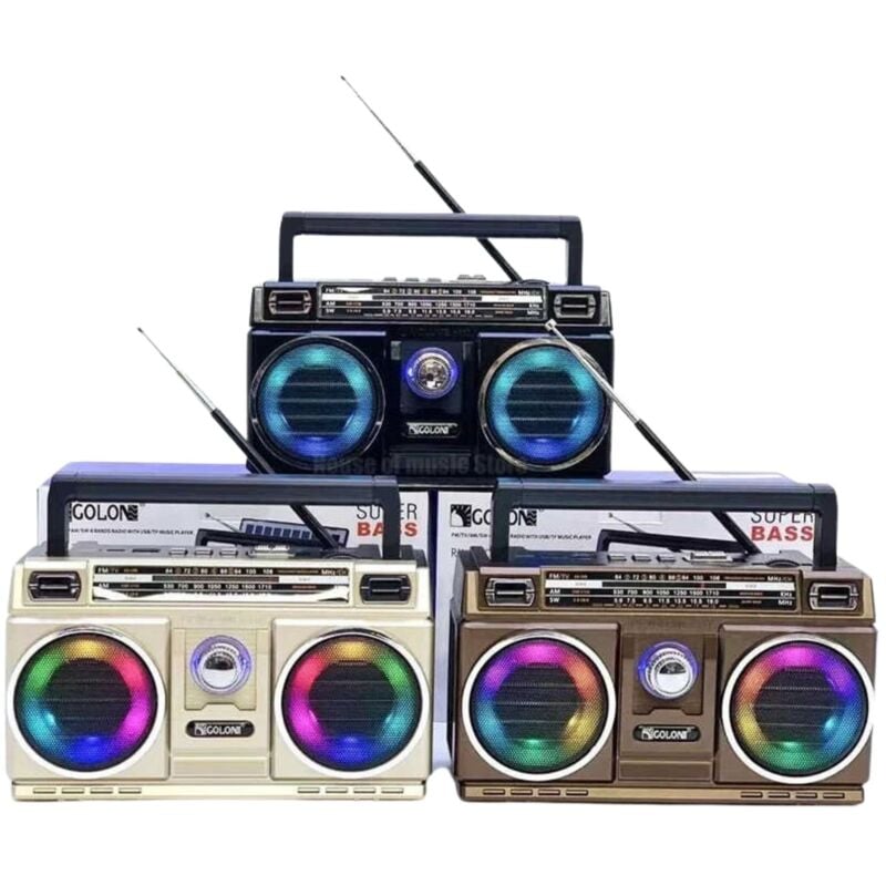 foto del prodotto rg cassa rettangolare speaker retro altoparlante radio senza fili usb bluetooth