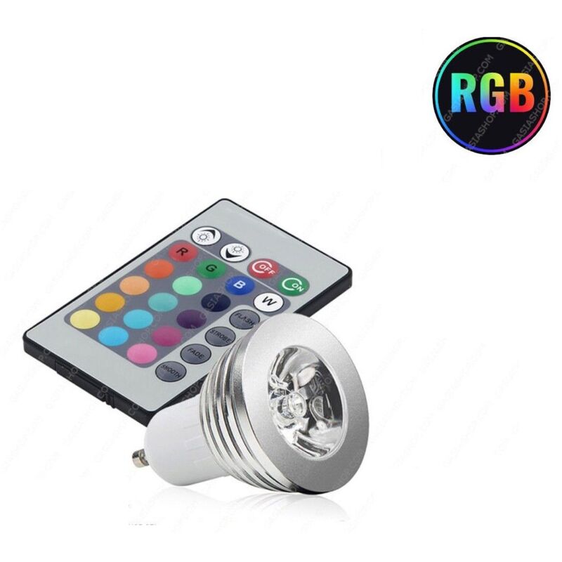 foto del prodotto rg faretto led luce b gu10 lampadina 5w multicolore programmabile telecomando