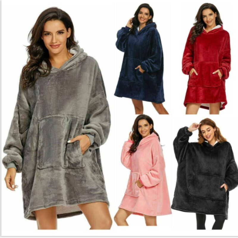 foto del prodotto rg felpa con cappuccio pile coperta grandi dimensioni calda oversize indossabile