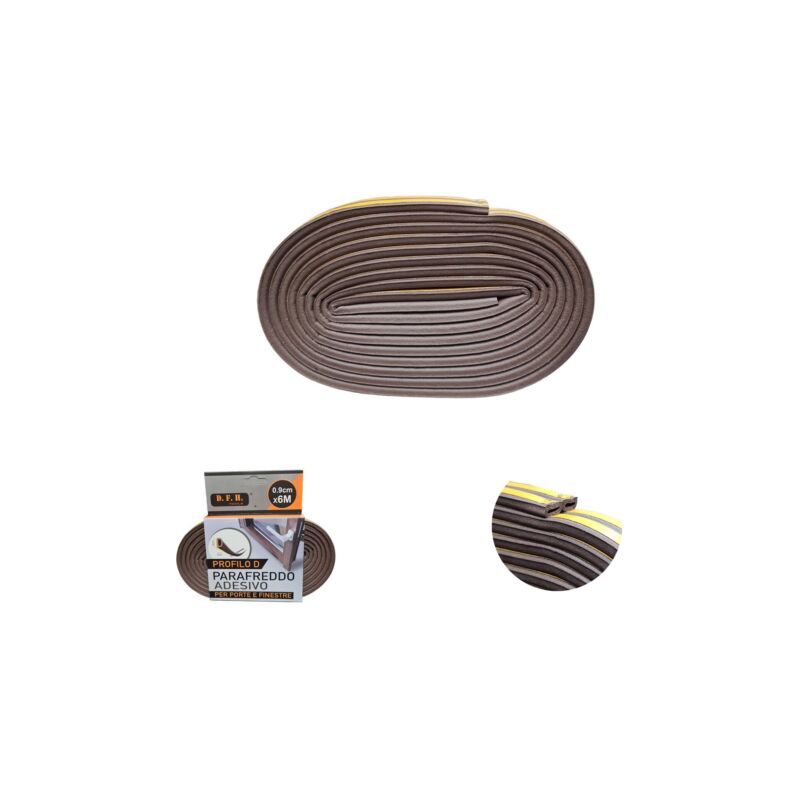 foto del prodotto rg guarnizione adesiva parafreddo 6 mt paraspifferi porte finestre marrone 9mm d