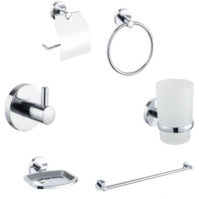foto del prodotto rg kit completo 6 accessori bagno asta sapone wc gancio porta asciugamano 03904