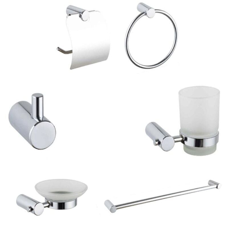 foto del prodotto rg kit completo 6 accessori bagno asta sapone wc gancio porta asciugamano 03908