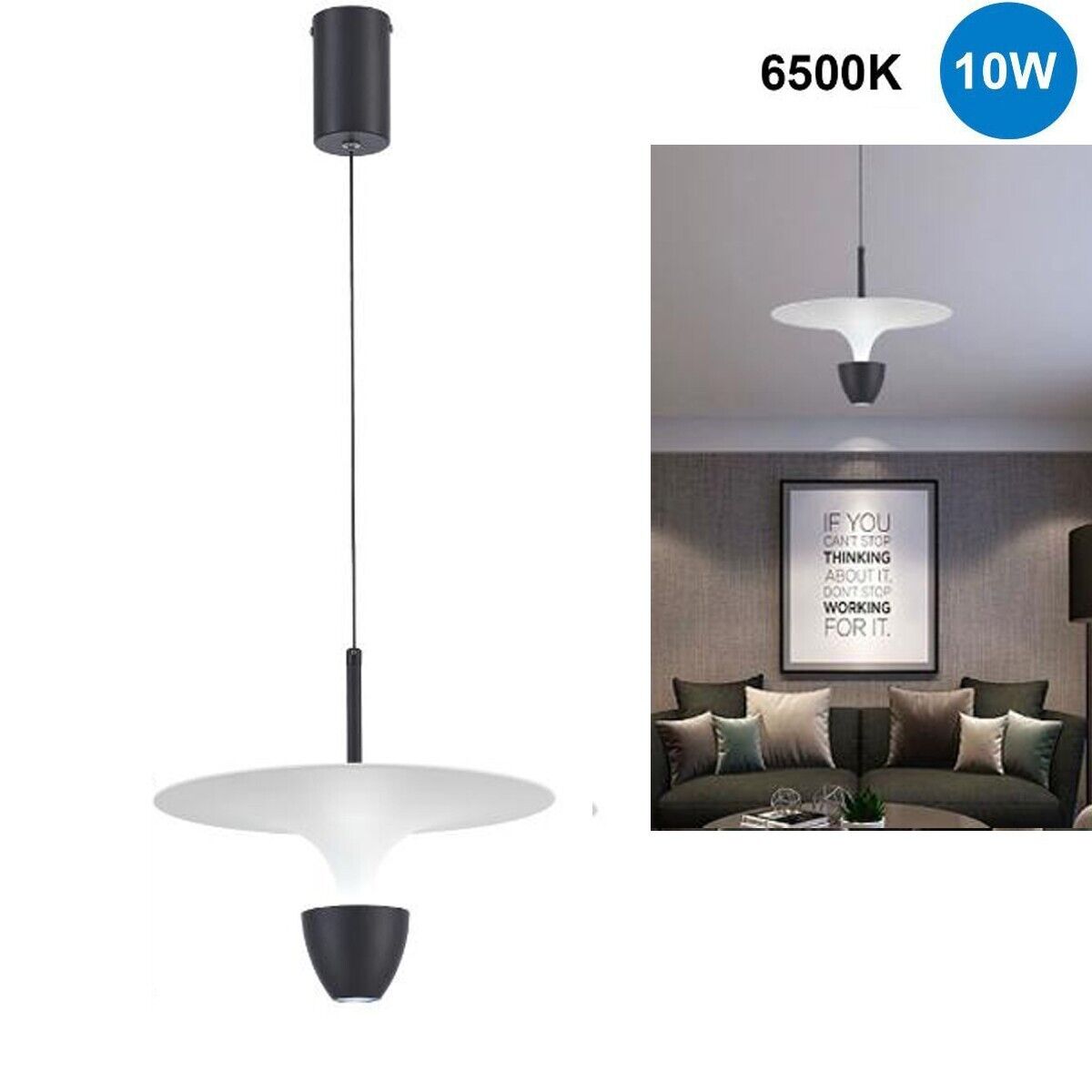 foto del prodotto rg lampadario industriale sospensione moderno soffitto luce led fredda 6500k nero