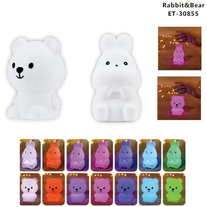 foto del prodotto rg lumino lampada notte led silicone tavolo comodino bambini b coniglio e orso