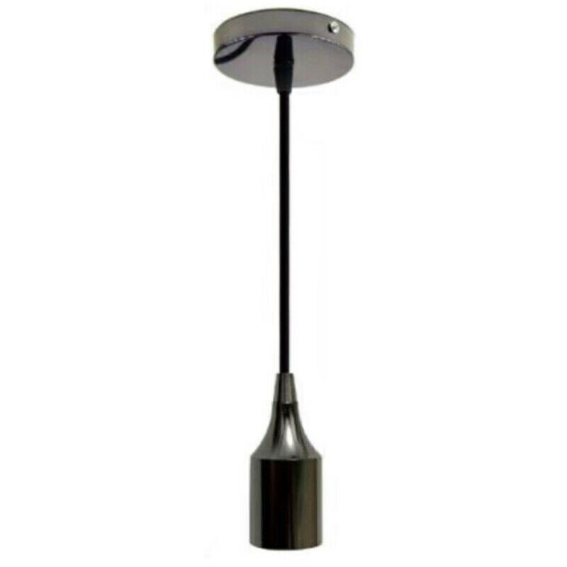 foto del prodotto rg portalampada lampadario sospensione soffitto pendente vintage 2mt jd02 nero