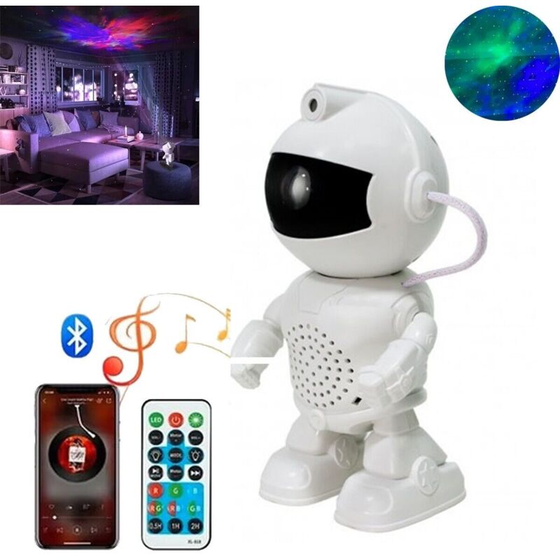 foto del prodotto rg proiettore astronauta luce notturna speaker bluetooth cameretta b telecomando