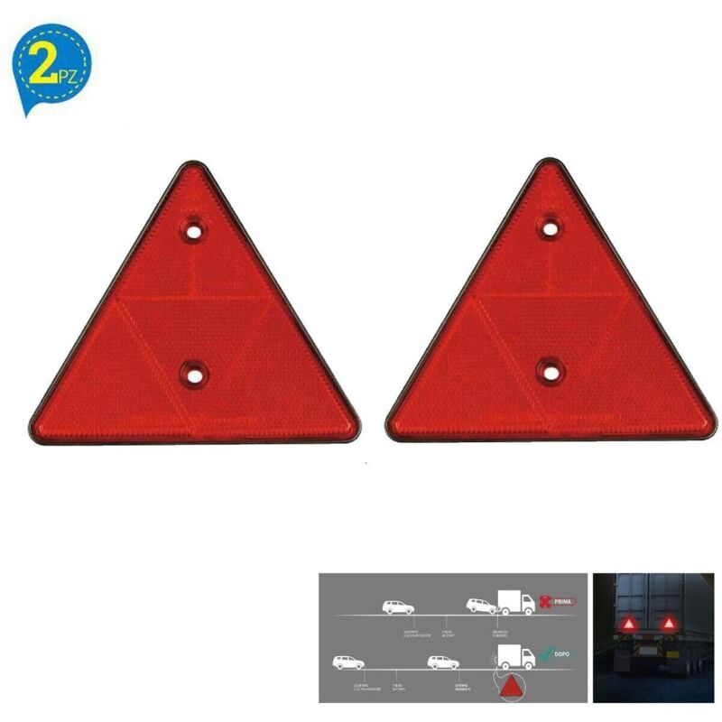 foto del prodotto rg riflettore catarifrangente triangolo triangolare rosso per rimorchi roulotte 2pz