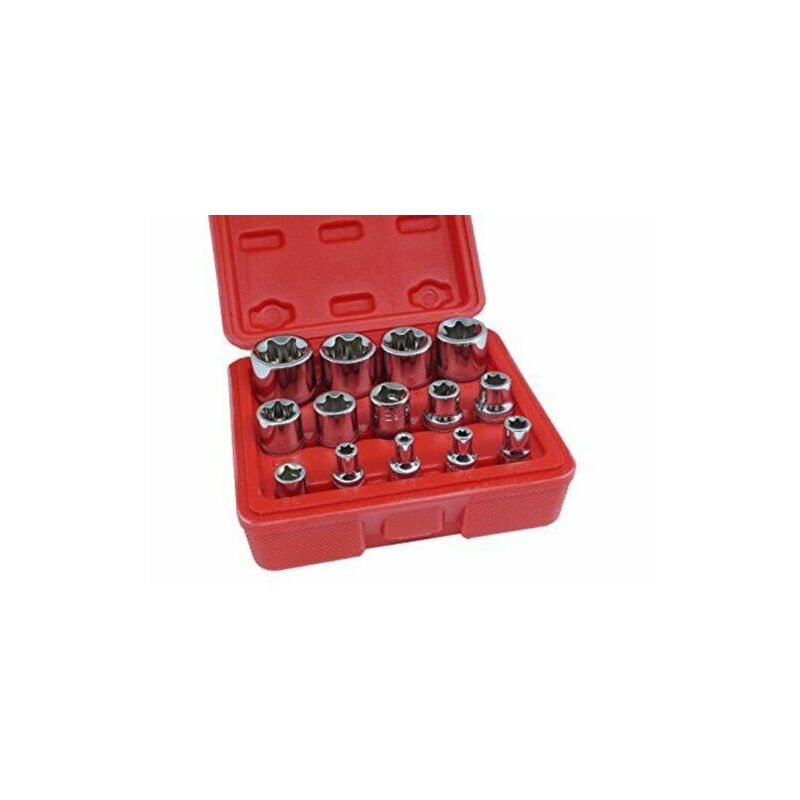 foto del prodotto rg set di chiavi a bussola torx femmina 14 pezzi misure da e4 a e24 chrome vanadium