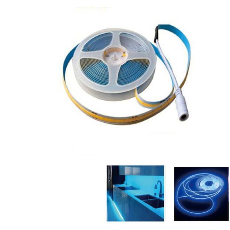 foto del prodotto rg striscia cob led adesiva 5m luce blu 40w tagliabile flessibile cob320 12v