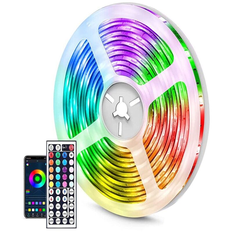 foto del prodotto rg striscia led adesiva 5mt led smd 5050 b multicolor smart app telecomando
