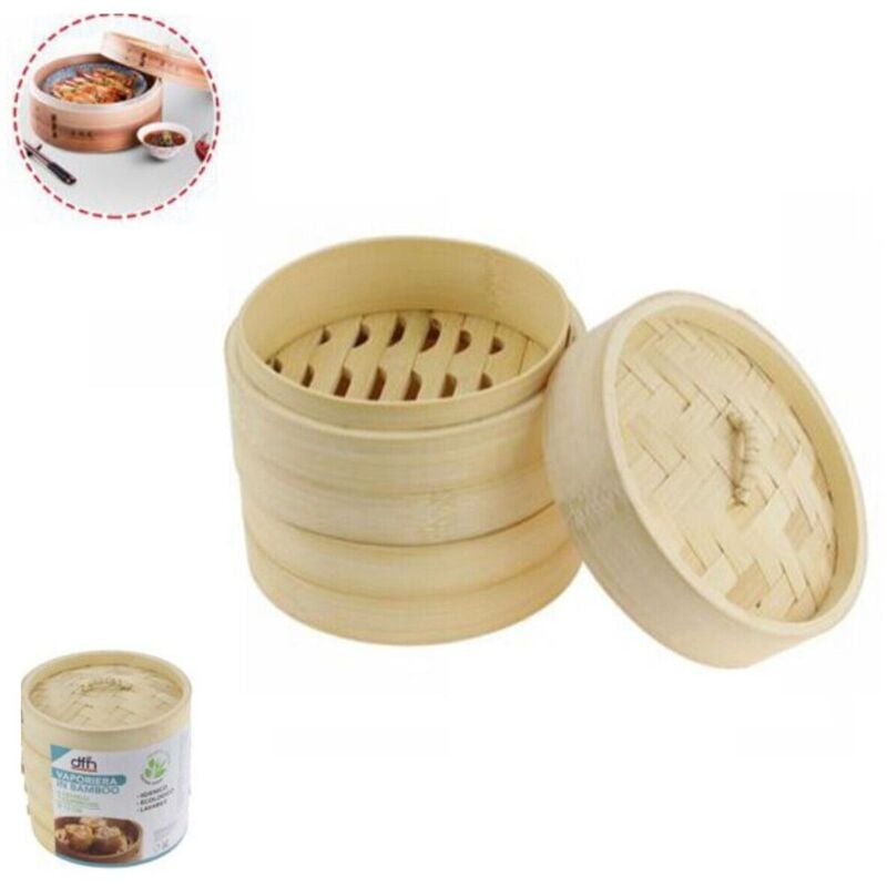 foto del prodotto rg vaporiera bamboo cottura a vapore bambu cucina salutare asiatica ripiani 15cm