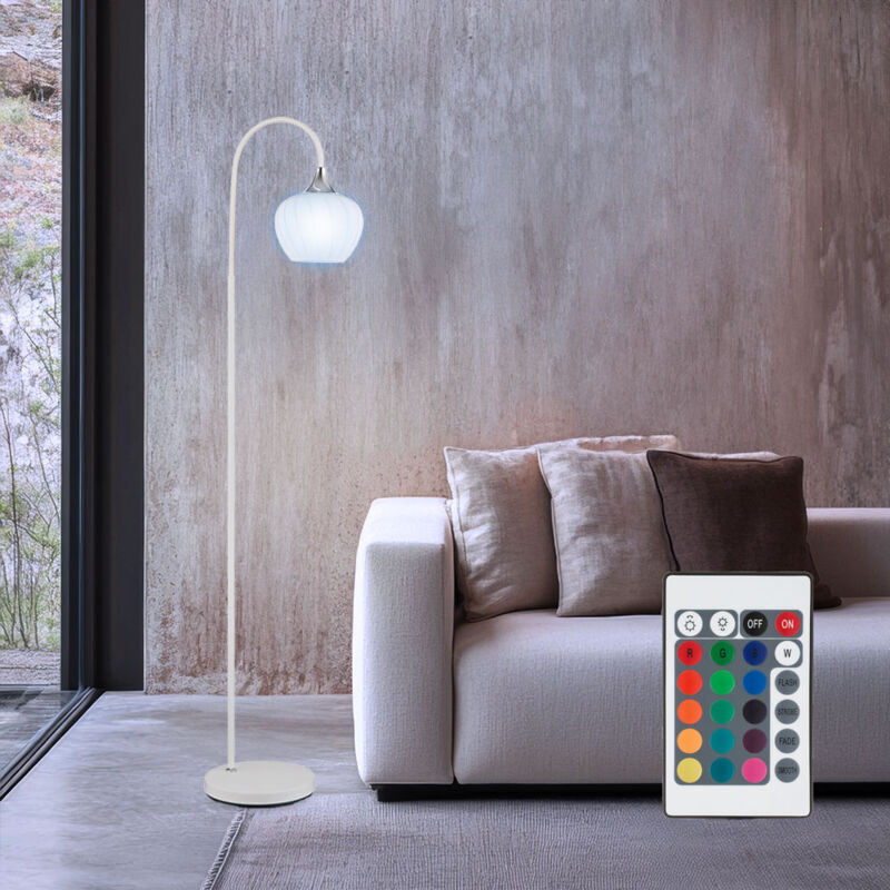 foto del prodotto rgb led lampada da terra lampada da terra dimmerabile con telecomando lampada ad arco globo di vetro motivo bianco, metallo opale, 8,5w 806lm bianco