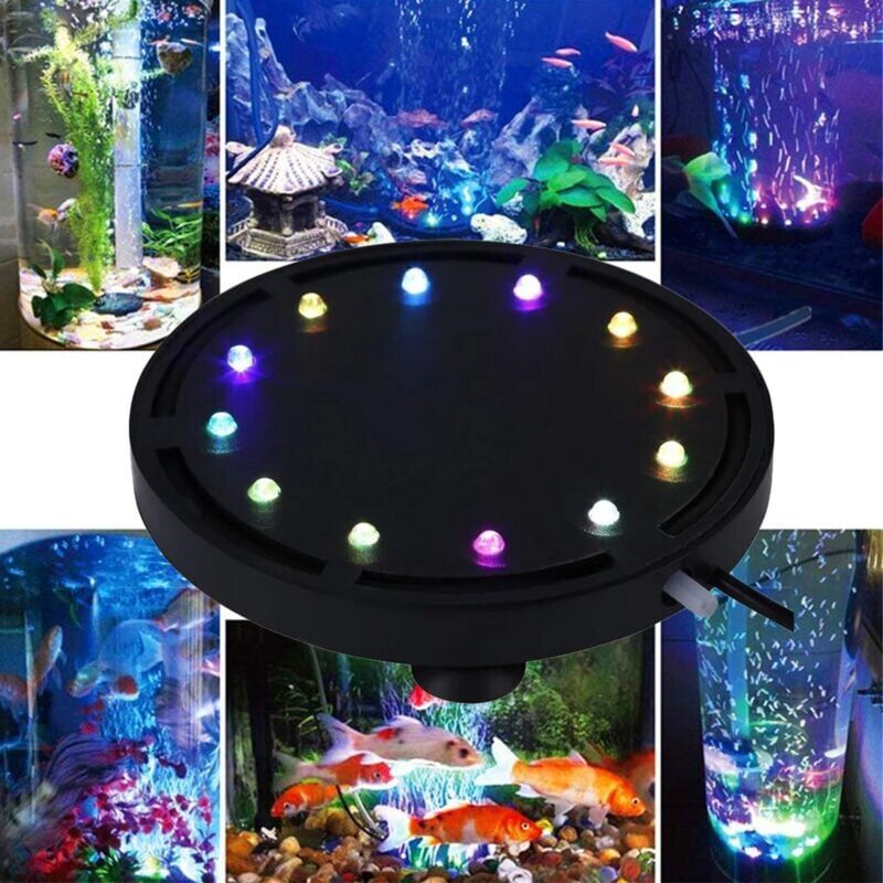 foto del prodotto rgb led luce subacquea bolla rotonda multicolore acquario luce disco multicolore acquario pietra porosa impermeabile a prova di perdite cambio colore
