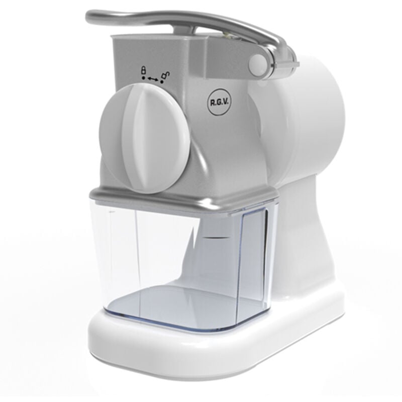 foto del prodotto rgv robusta junior grattugia elettrica per formaggio, rullo in acciaio inox, tramoggia in alluminio, contenitore estraibile con coperchio salvafreschezza, 150 w