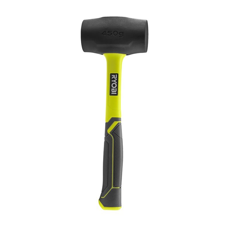foto del prodotto rhhm450 mazzuola antirimbalzo testa acciaio impugnatura legno 450 gr ryobi