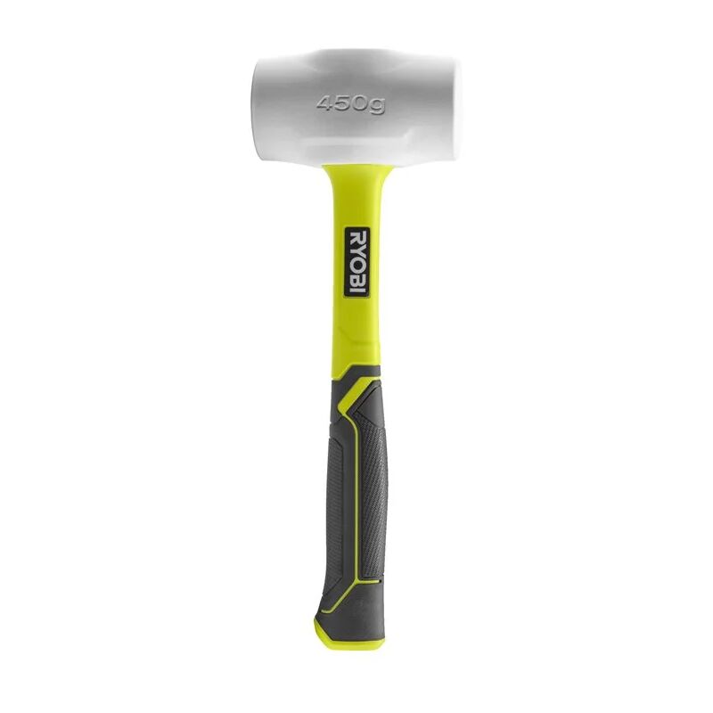 foto del prodotto rhhm450w mazzuola antirimbalzo testa acciaio impugnatura legno 450 gr ryobi