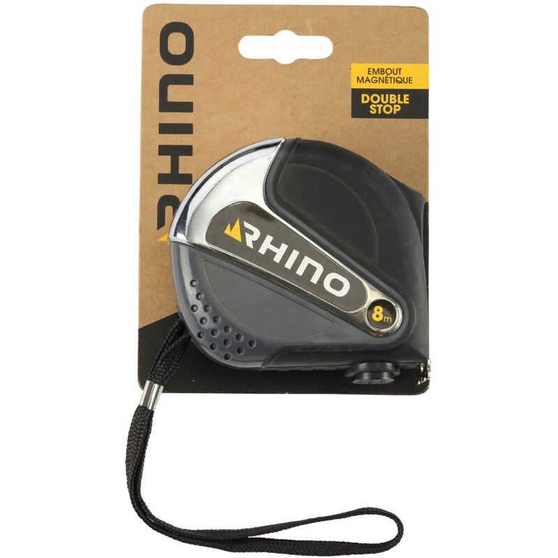 foto del prodotto rhino 46232 nastro da 8 m, con punta magnetica magnete con doppio stop gancio per cintura standard eu mid class ii lunghezza 8 m x larghezza 25