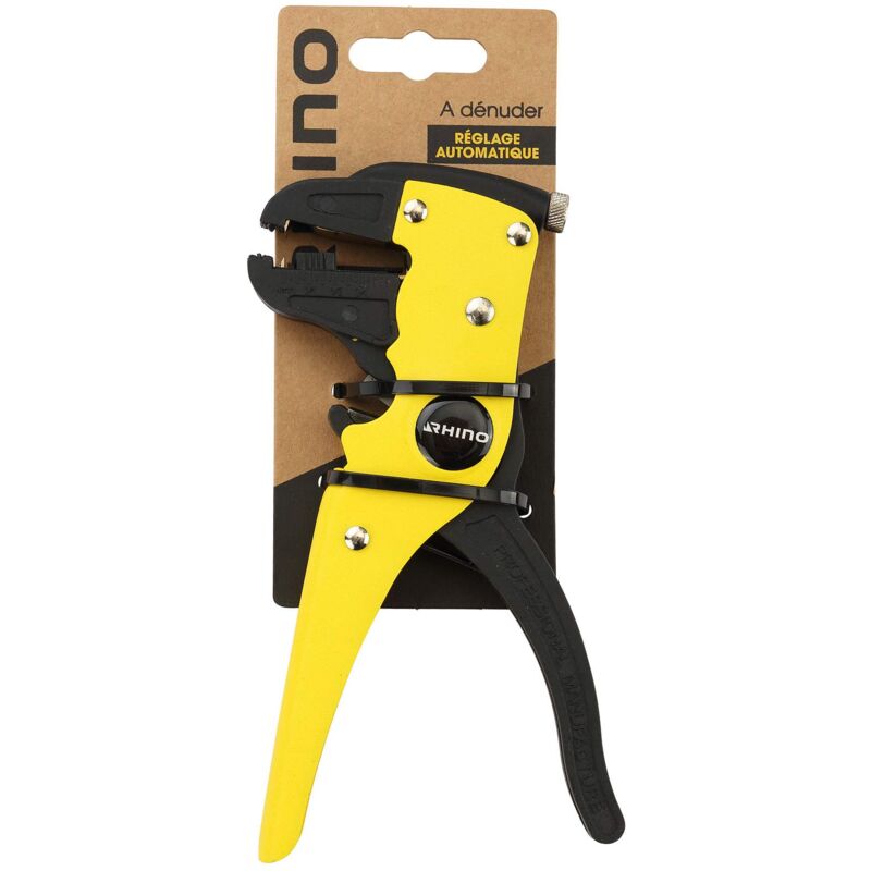 foto del prodotto rhino pinza spellacavi automatica, spelacavi automatico, impugnatura ergonomica, consente di spelare la maggior parte dei cavi presenti sul
