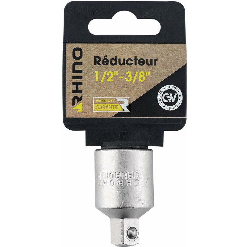 foto del prodotto rhino - set di prese - riduttore adattatore per presa - quadrato da 1 2 a 3 8 maschio - realizzato in acciaio cromo vanadium - compatibile con