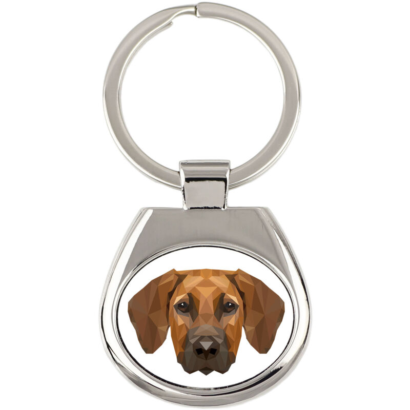 foto del prodotto rhodesian ridgeback, cane leone africano portachiavi geometrico con foto e scritta art dog