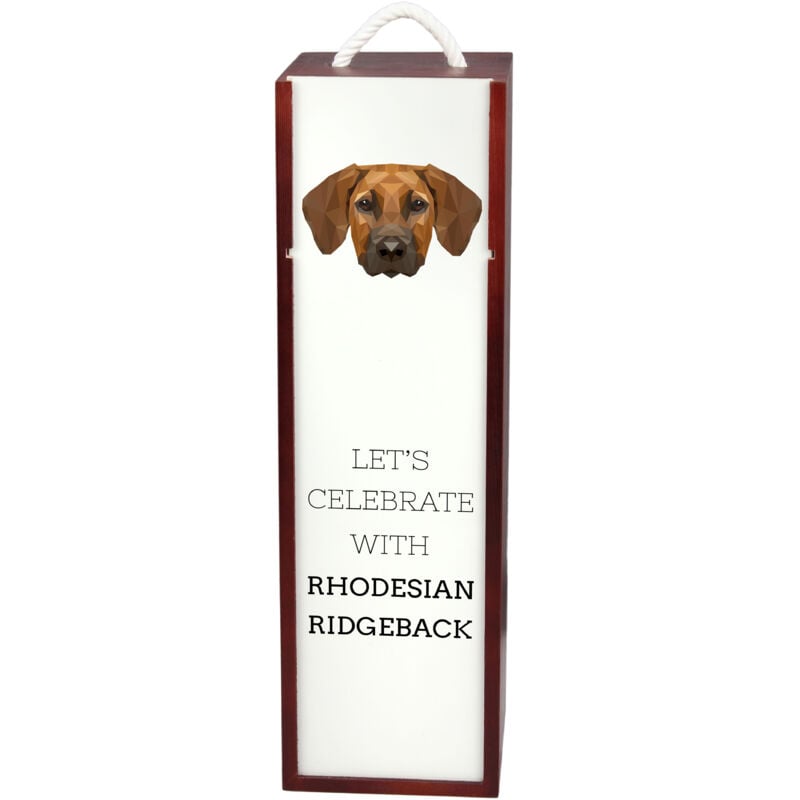 foto del prodotto rhodesian ridgeback, cane leone africano scatola geometrica con foto e iscrizione per vino di art dog