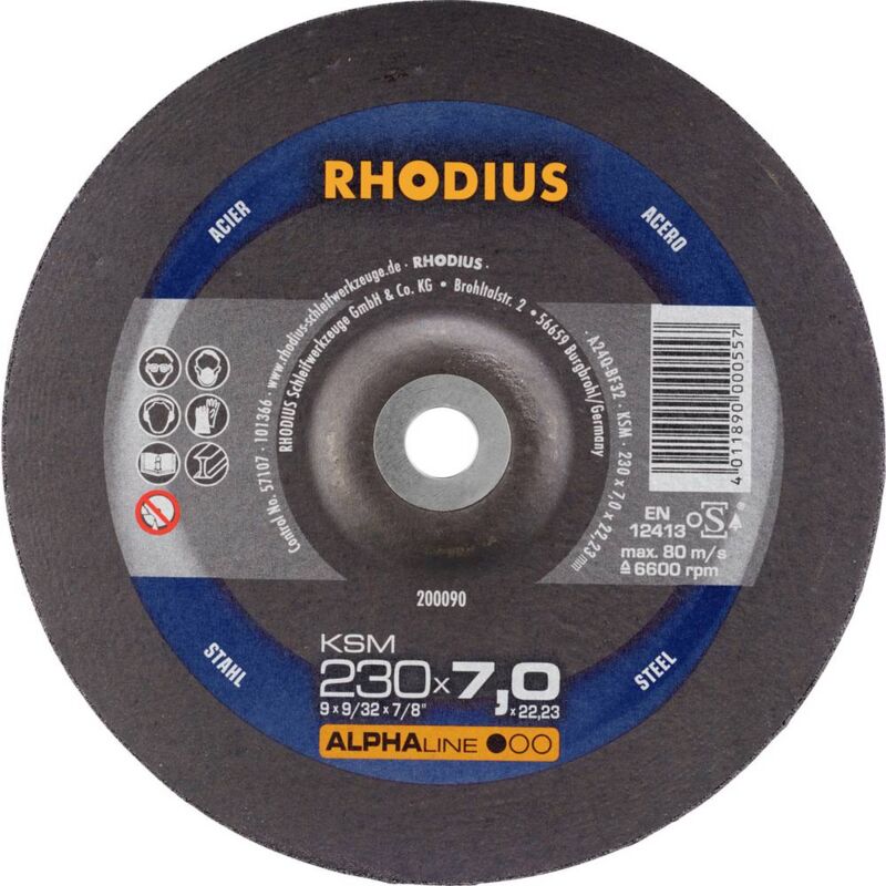 foto del prodotto rhodius 200090 disco per sgrossatura diametro 230 mm foro 22.23 mm acciaio 1 pz.