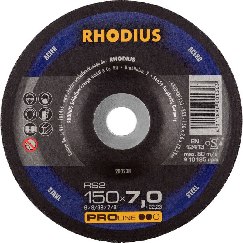 foto del prodotto rhodius 200238 disco per sgrossatura diametro 150 mm foro 22.23 mm acciaio 1 pz.