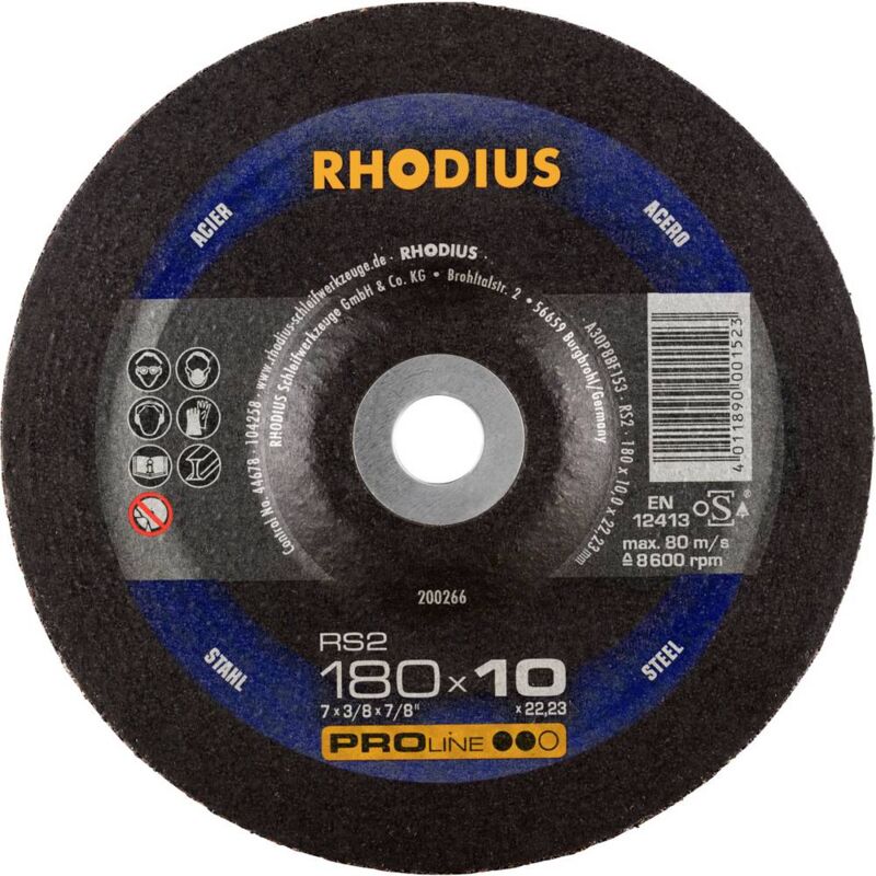 foto del prodotto rhodius 200266 disco per sgrossatura diametro 180 mm foro 22.23 mm acciaio 1 pz.